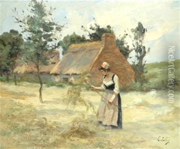 La Faneuse Oil Painting - Eugene Labitte