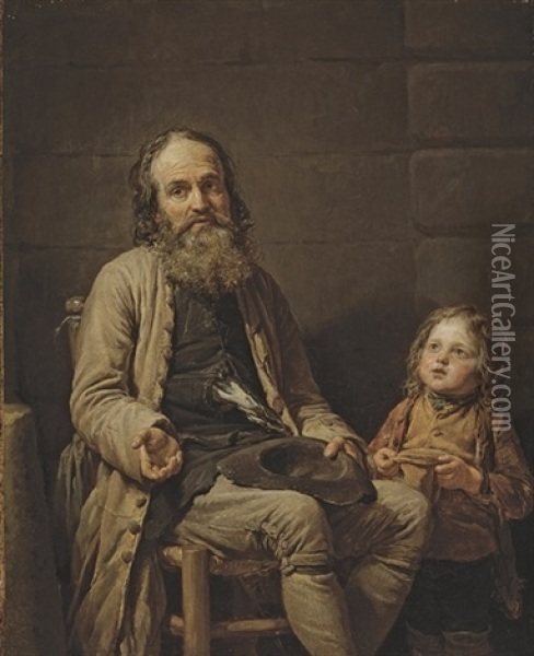 Le Vieux Mendiant Et L'enfant Oil Painting - Nicolas Bernard Lepicie