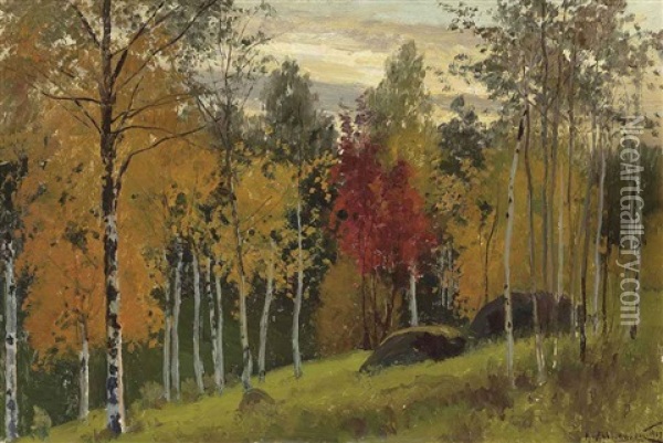 Autumnal Forest Oil Painting - Konstantin Yakovlevich Kryzhitsky
