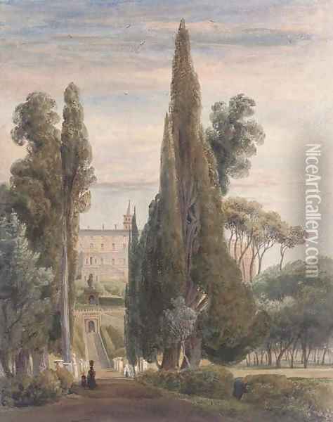 The Villa d'Este, Tivoli Oil Painting - Harriet Cheney