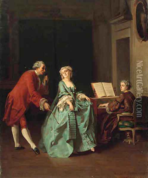 A Musical Trio Oil Painting - Joseph Caraud