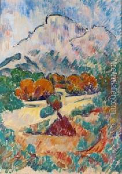 Herbstliche Landschaft Mit Baumen. Oil Painting - Andre Julien Prina
