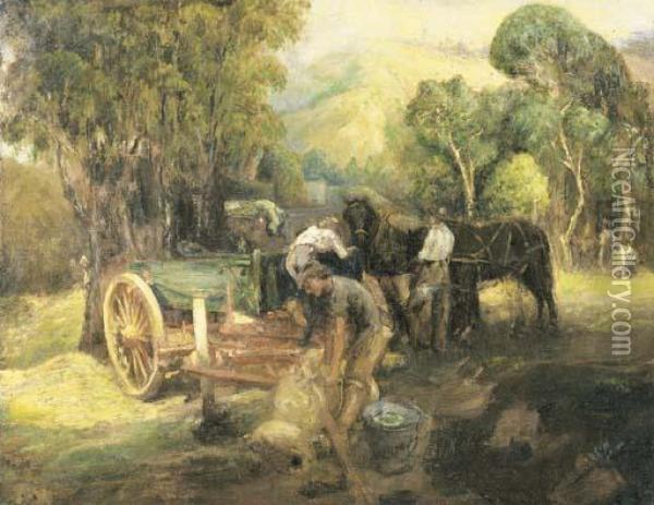 Dairy Farm In The Arroyo Seco Oil Painting - Jean Mannheim