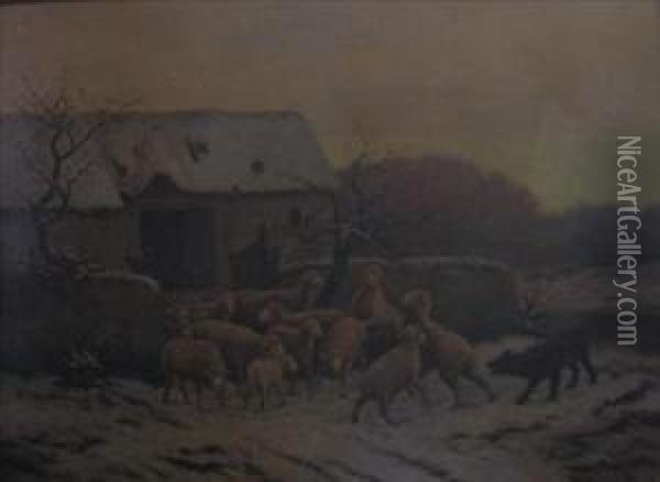 Herding The Flock Oil Painting - V. Vezien