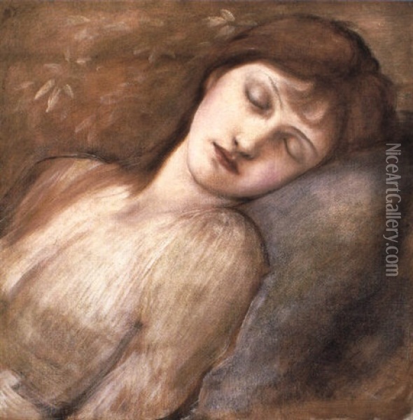 Study For The Sleeping Princess Oil Painting - Edward Burne-Jones