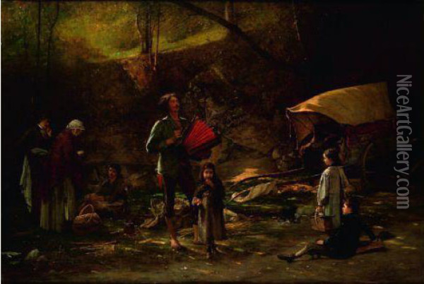 Halte De Nomades A Sassenage. Oil Painting - Jacques-Louis Gay