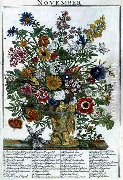 November, from 'The Flower Garden Displayed' Oil Painting - Pieter Casteels