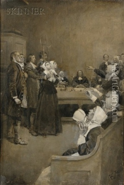 The Trial Of A Witch Oil Painting - Howard Pyle
