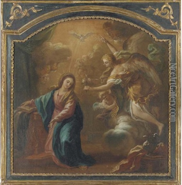 The Annunciation Oil Painting - Valerio Castello