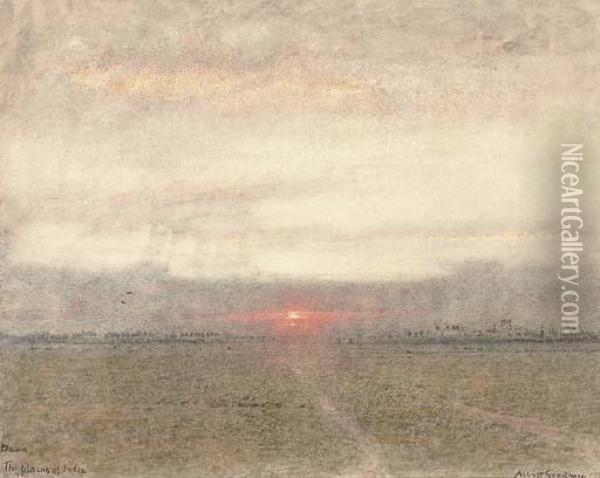 Dawn, The Plains Of India Oil Painting - Albert Goodwin