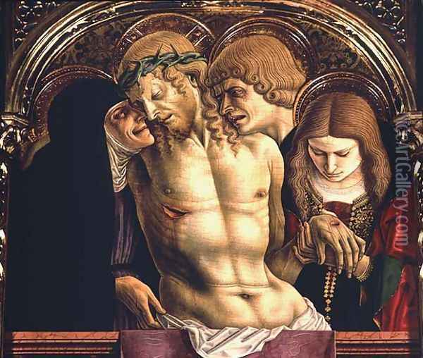 Lamentation of the Dead Christ, detail from the Sant'Emidio polyptych, 1473 Oil Painting - Carlo Crivelli