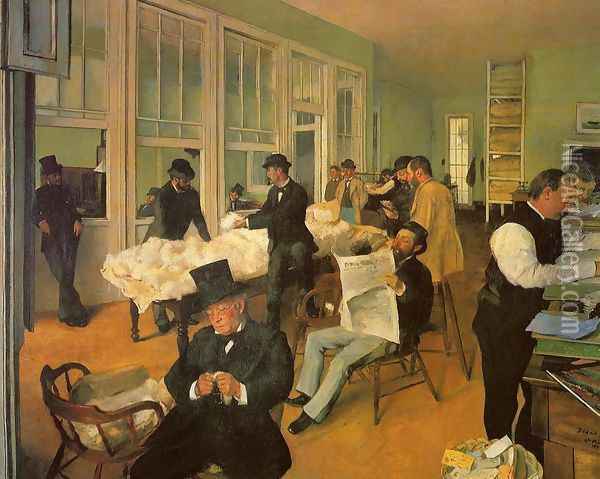 The Cotton Exchange in New Orleans Oil Painting - Edgar Degas