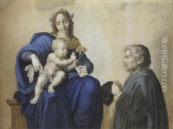 Madonna Mit Kind Und Stifter Oil Painting - Johann Friedrich Bury