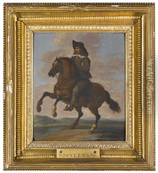 Equestrian Portrait Of A Gentleman Oil Painting - Pauwels van Hillegaert