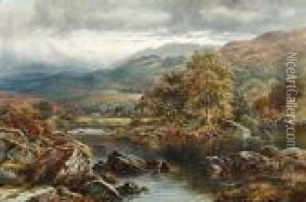 On The River Llugwy, Capel Curig Oil Painting - William Henry Mander