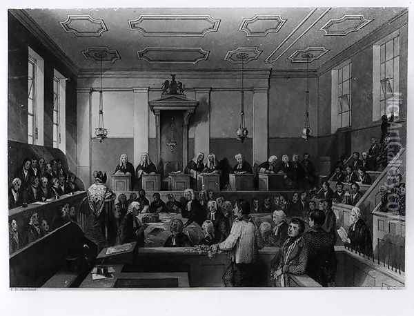 Central Criminal Court, The Old Bailey, engraved by H. Melville Oil Painting - Thomas Hosmer Shepherd