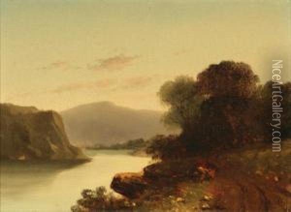 Mountain River Landscape Oil Painting - James McDougal Hart