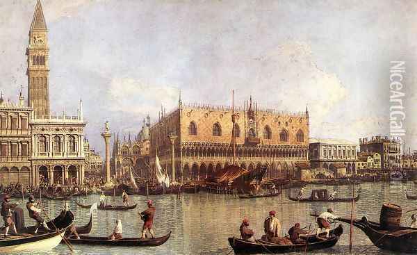Palazzo Ducale and the Piazza di San Marco Oil Painting - (Giovanni Antonio Canal) Canaletto