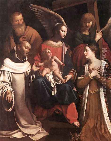 Holy Family with St Bruno and St Elisabeth Oil Painting - Guy Francois