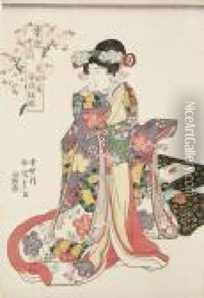 Joruri, De Dochter Van Aanvoerder Yahagi (yahagi Cho Jorurihime) Oil Painting - Kunisada