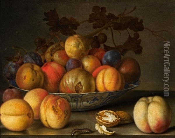 Composition Au Plat De Peches, Pommes Et Prunes Oil Painting - Johannes Bosschaert