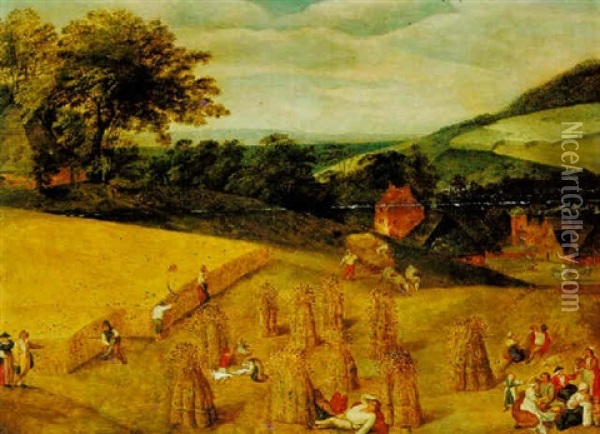 A Harvest Scene Oil Painting - Abel Grimmer