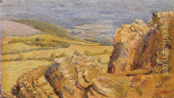 Vue Vers Une Vallee Oil Painting - Hippolyte Petitjean
