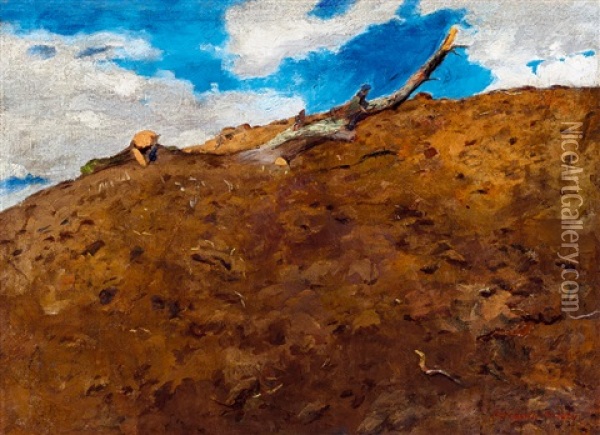 Spring Landscape (hillside) Oil Painting - Karoly Ferenczy
