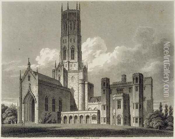 South-east view of Fonthill Abbey, 1812 Oil Painting - James Storer