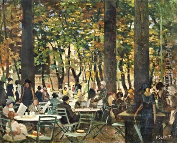 Garden Restaurant Oil Painting - Tibor (Theodor) Polya