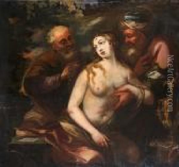 Susanna And The Elders Oil Painting - Antonio Bellucci