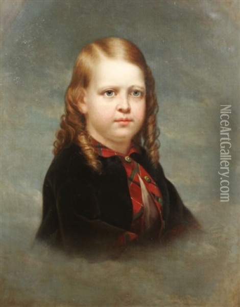Portrait Of A Young Boy, Claudius Monell Roome Oil Painting - Charles Hine