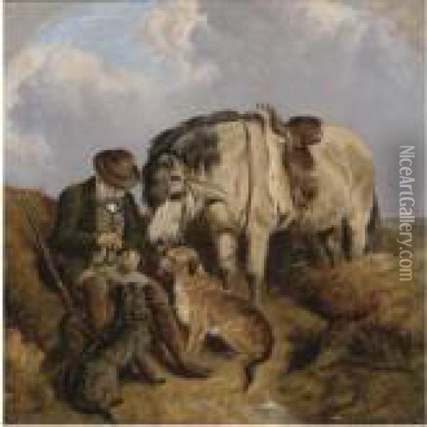 A Tipple For The Gamekeeper Oil Painting - Charles Jones