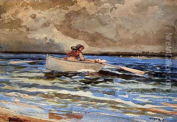 Rowing at Prout's Neck Oil Painting - Winslow Homer