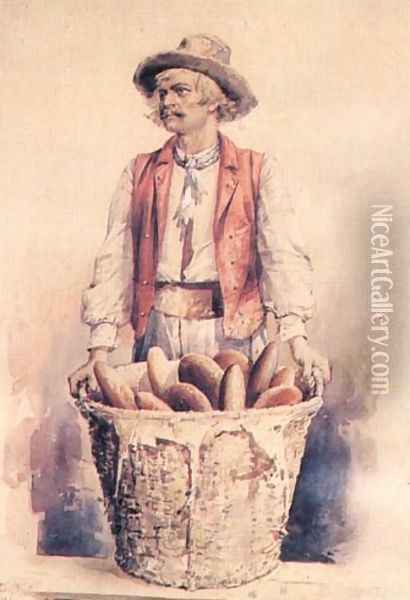 Bread Seller Oil Painting - Aleksander Gierymski