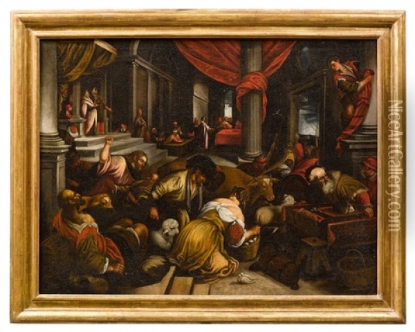 Le Christ Chasse Les Marchands Du Temple Oil Painting - Francesco Bassano