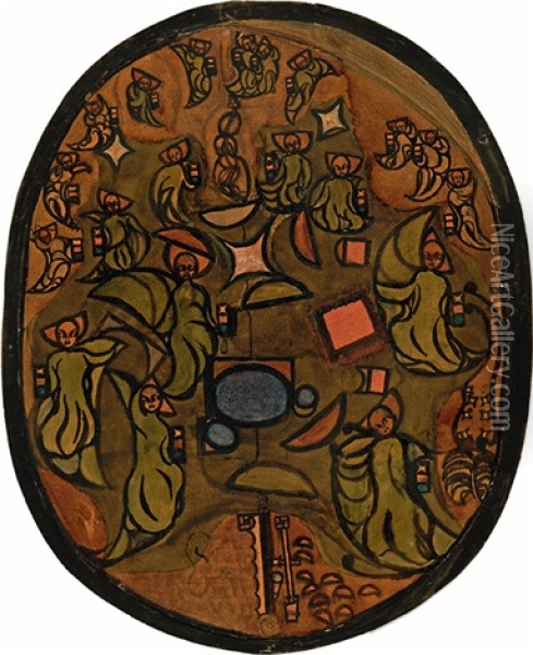 Tempelbau Oil Painting - Otto Meyer-Amden