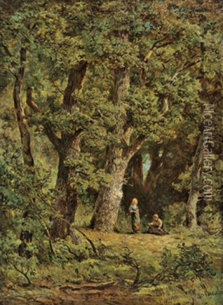 Holzsammlerinnen Im Wald Oil Painting - Jan Willem Van Borselen