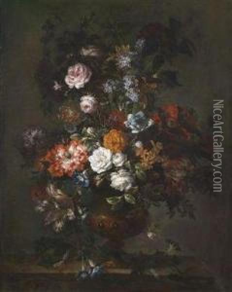 A Still Life Of Flowers Oil Painting - Jean-Baptiste Monnoyer