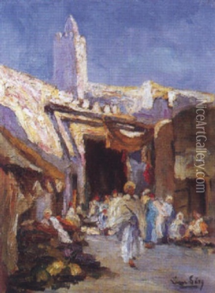 Entree Des Souks A Kairouan, Tunisie Oil Painting -  Lazare-Levy