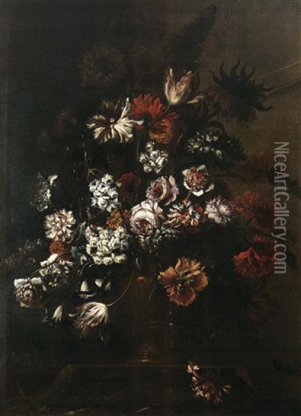 Nature Mort Au Vase De Fleurs Oil Painting - Jean-Baptiste Belin de Fontenay the Elder
