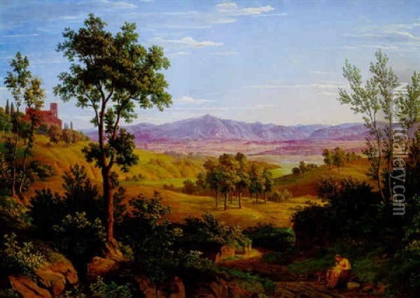 Landschaft In Der Romischen Campagna Oil Painting - Julius Steinkopf