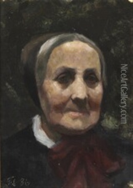 An Old Woman With A Bonnet Oil Painting - Marie Kroyer