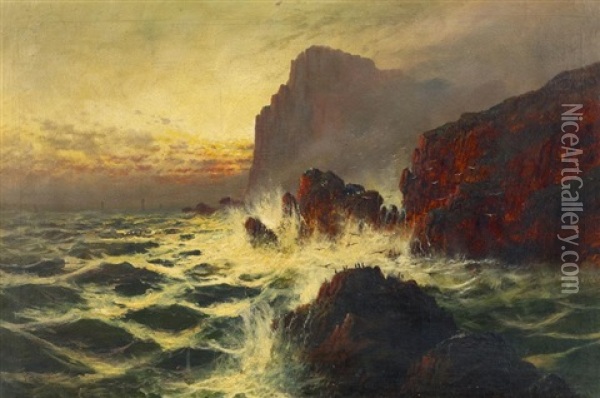 Meeresbrandung Vor Einer Steilkuste Oil Painting - Peter Graham