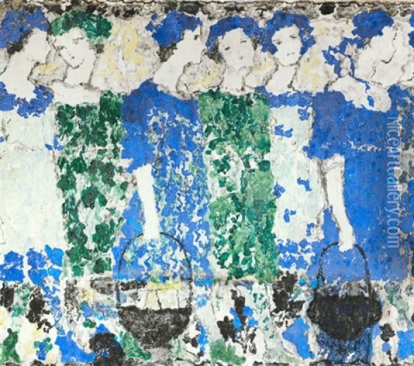 Kinderfries (frieze With Children) Oil Painting - Augusto Giacometti