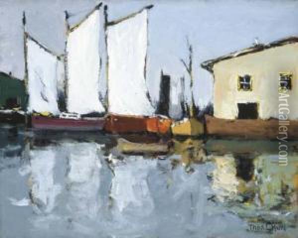 Three White Sails Oil Painting - Thomas Hunt