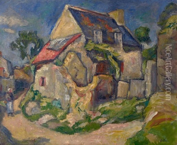Maison De Village Oil Painting - Manuel Ortiz De Zarate