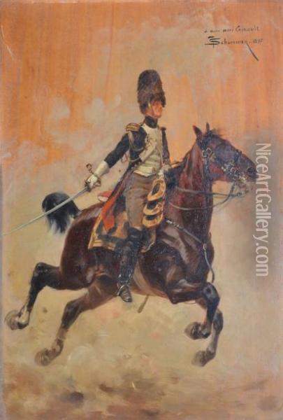 Cavalier Chargeant Oil Painting - Francois Schommer