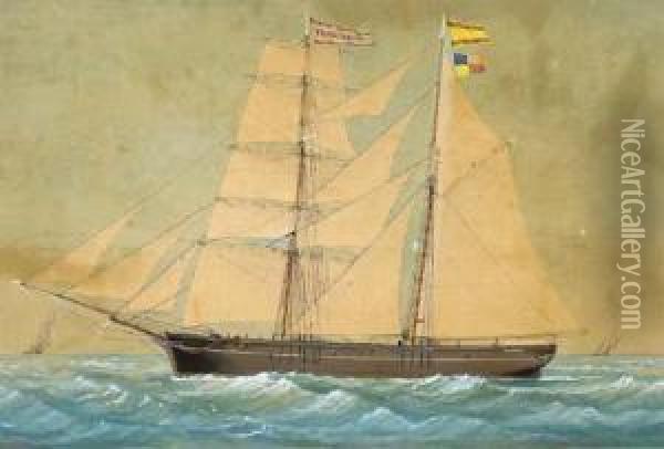 The Spanish Polacra-schooner Francisqueta Oil Painting - Jose Pineda Guerra