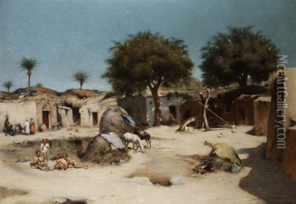 Un Village En Egypte Oil Painting - Maxime Dastugue